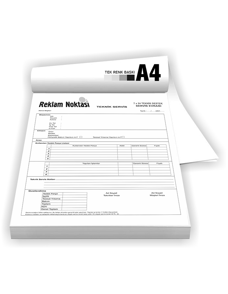 A4 Makbuz Tek Renk
