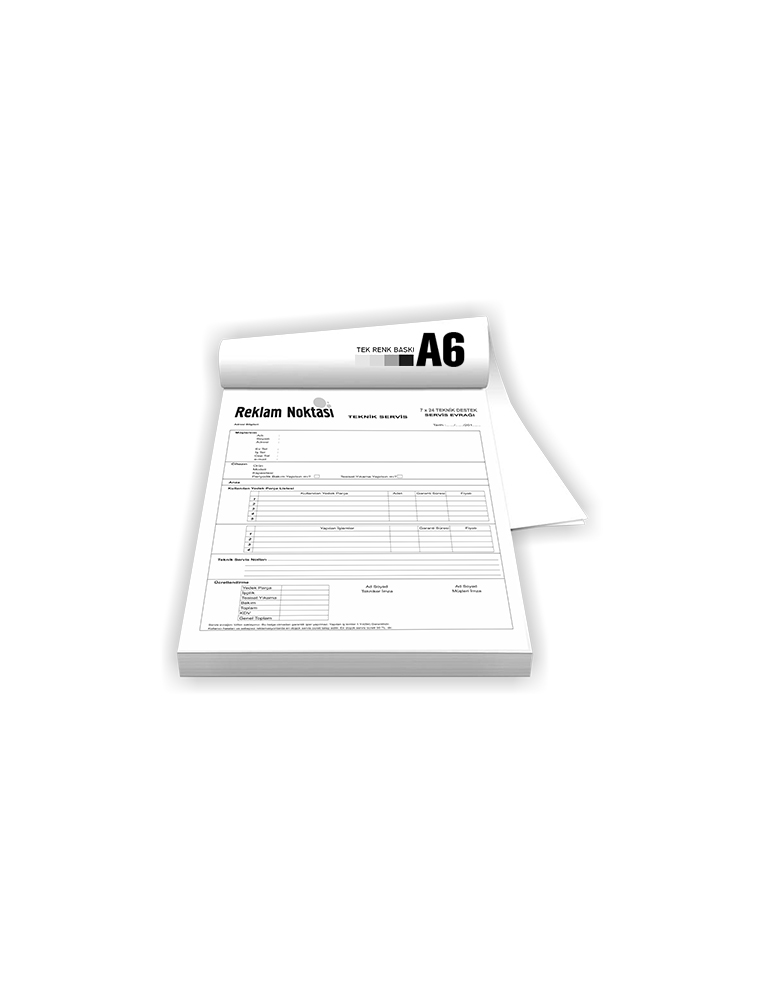 A6 Makbuz Tek Renk