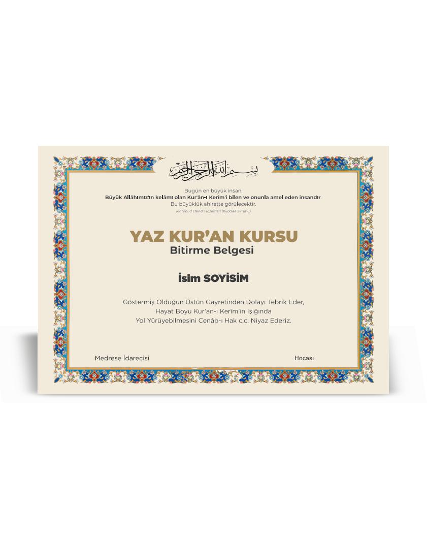 KURAN BİTİRME BELGESİ