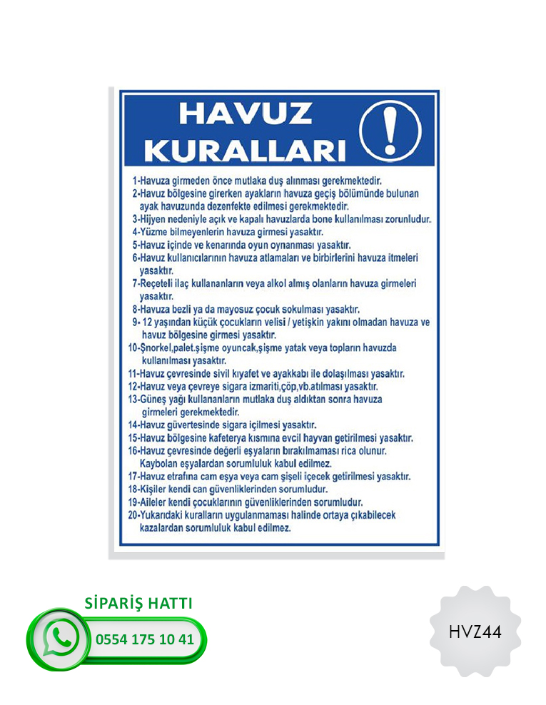 Havuz Uyarı Levhası
